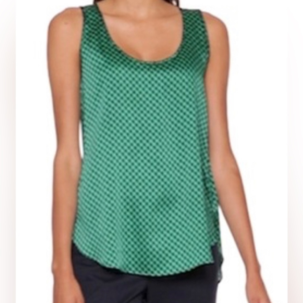 Banana Republic houndstooth scoop neck hi lo tank Kelly green with navy blue